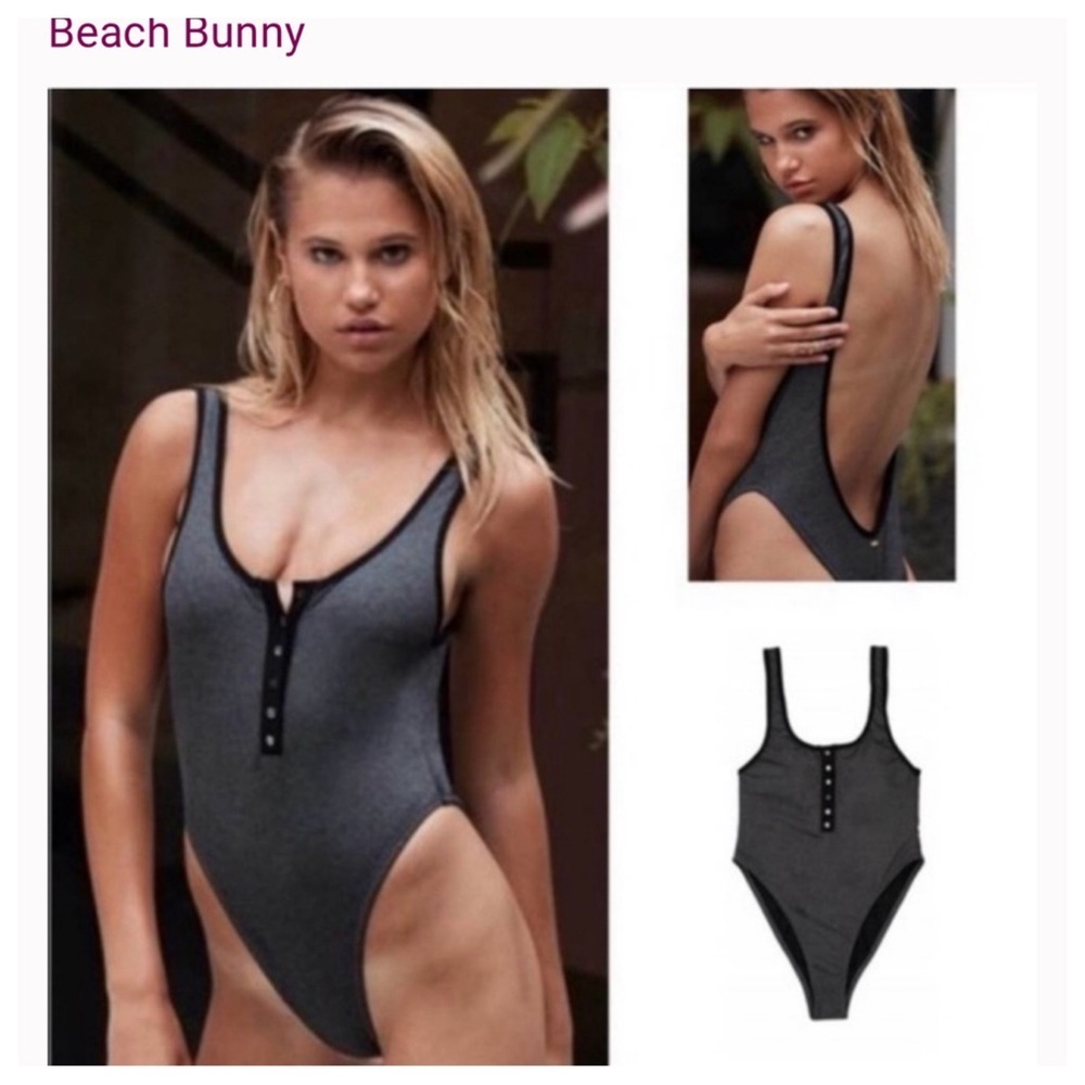 NWT! Beach Bunny Ribbed PRESLEY Button Up One Piece